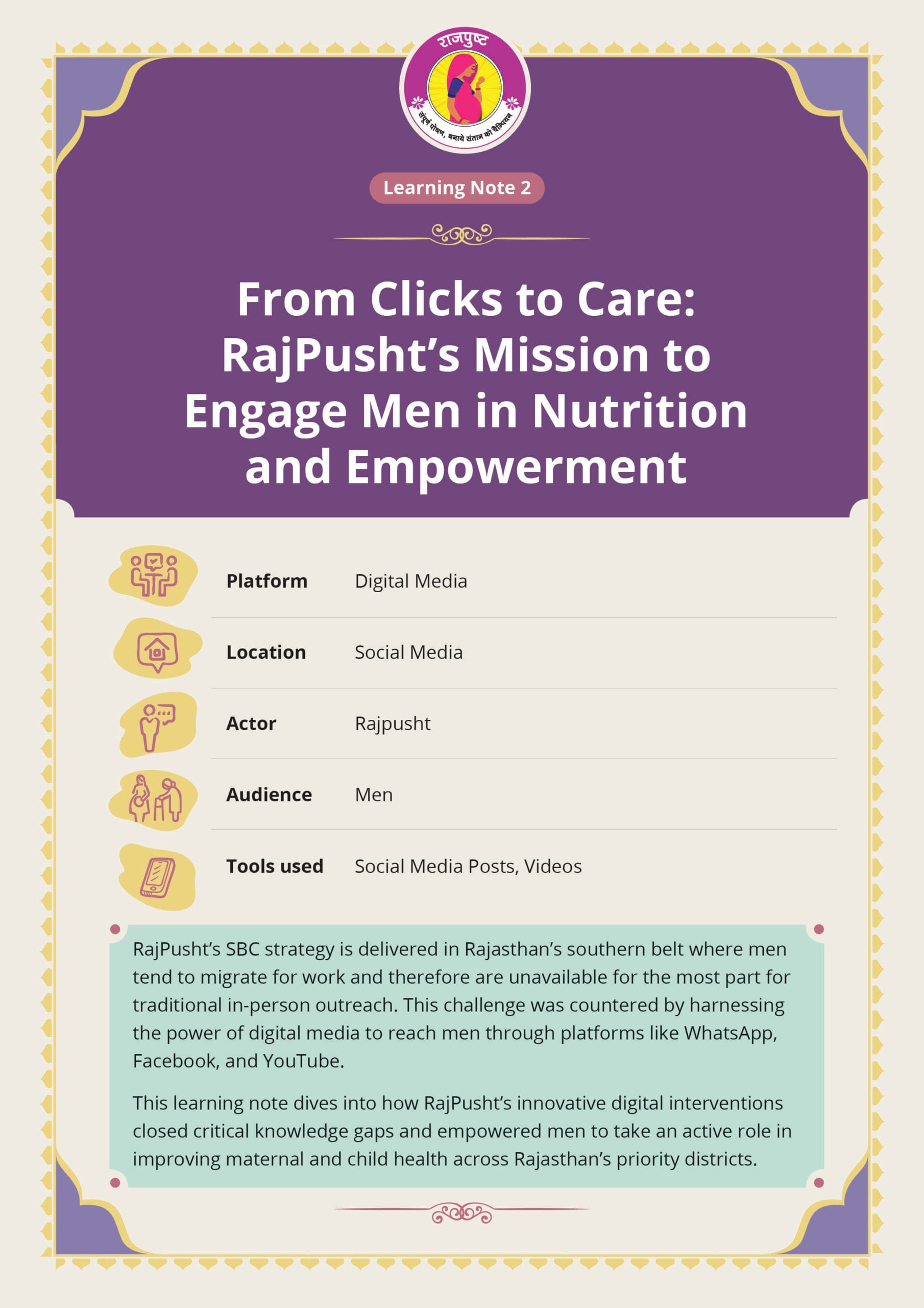 Learning Note 2: Digital Strategies to Engage Men in Family Nutrition